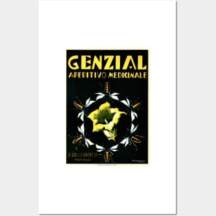 GENZIAL Aperitif Medicine Liqueur Italy Art Deco Advertisement Vintage Alcohol Posters and Art